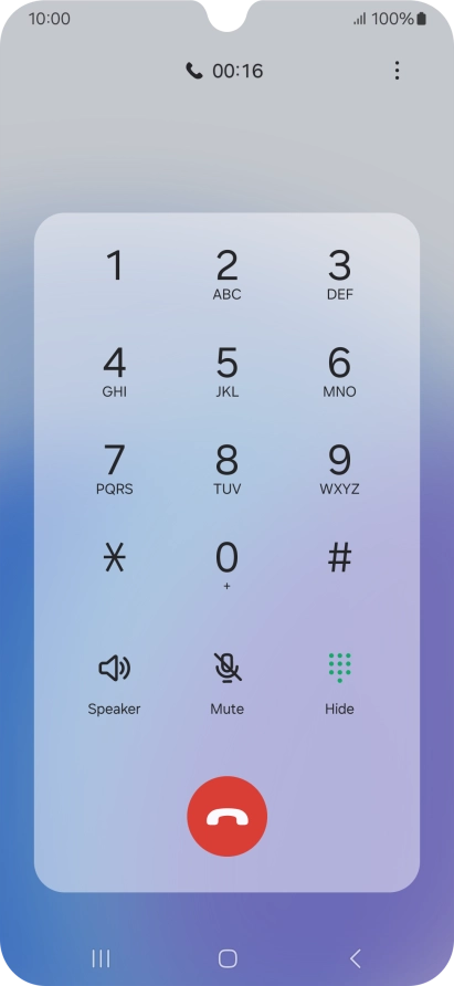 Press the end call icon. Press the end call icon.