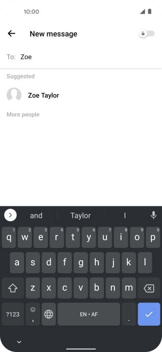 Key in the first letters of the recipient's name and press the required contact. Key in the first letters of the recipient's name and press the required contact.