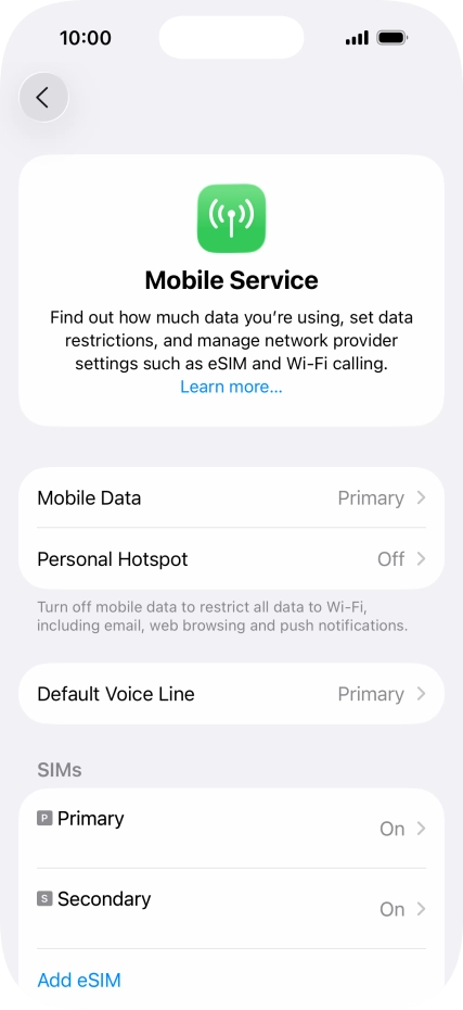 Press Mobile Data.
