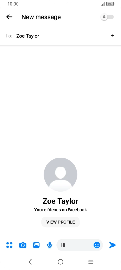 Write the required message and press the send icon. Write the required message and press the send icon.