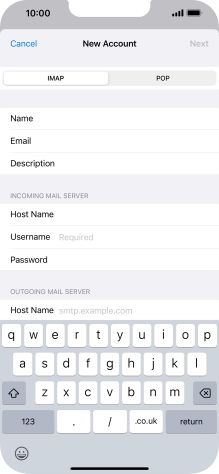 Press Username and key in the username for your email account. Press Username and key in the username for your email account.