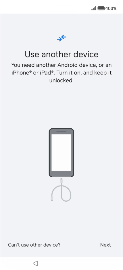 Press Can't use other device?. Press Can't use other device?.