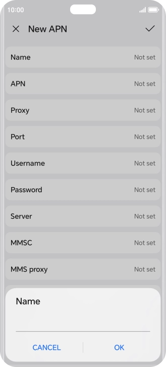 Key in Vodafone Internet and press OK. Key in Vodafone Internet and press OK.