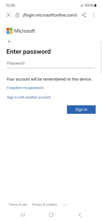 Press Password and key in the password for your email account. Press Password and key in the password for your email account.
