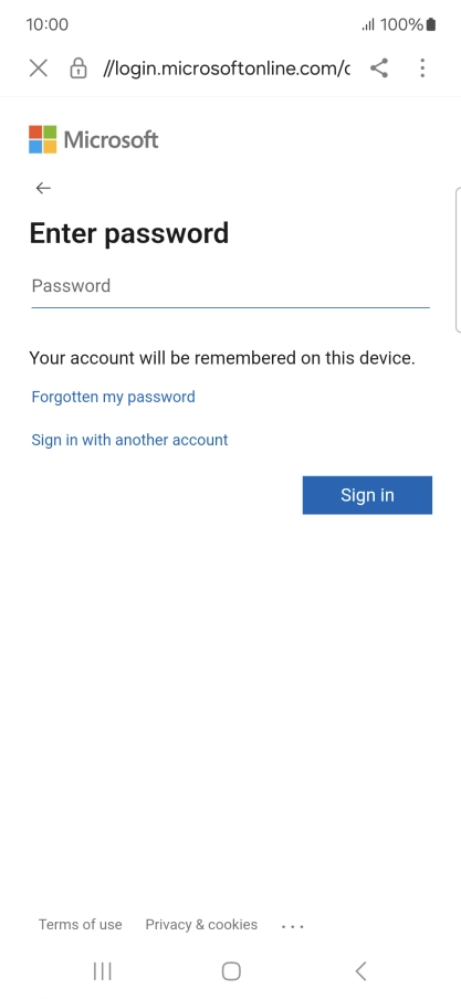 Press Password and key in the password for your email account. Press Password and key in the password for your email account.