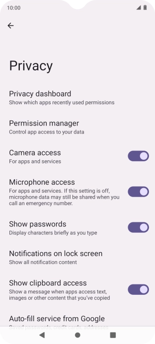 Press Privacy dashboard.