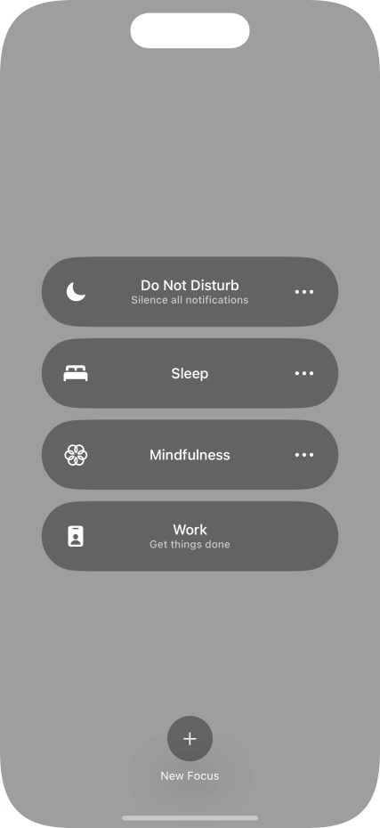 Press the required focus mode to activate or deactivate it immediately.
