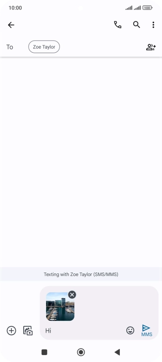 Press the send icon when you've finished your picture message. Press the send icon when you've finished your picture message.