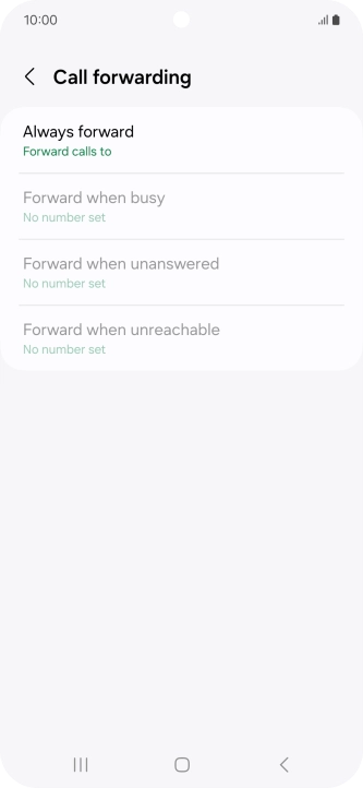 Press the required divert type. Press the required divert type.