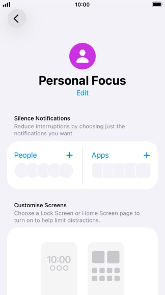 Press People and follow the instructions on the screen to select which contacts you would like to receive calls and notifications from when the selected focus mode is active. Press People and follow the instructions on the screen to select which contacts you would like to receive calls and notifications from when the selected focus mode is active.