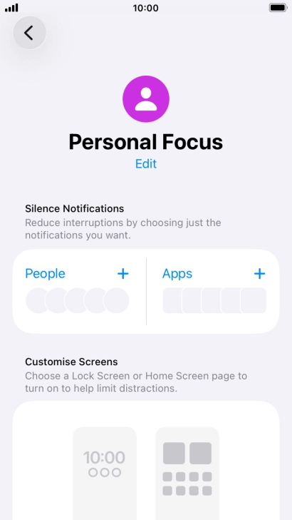 Press People and follow the instructions on the screen to select which contacts you would like to receive calls and notifications from when the selected focus mode is active. Press People and follow the instructions on the screen to select which contacts you would like to receive calls and notifications from when the selected focus mode is active.