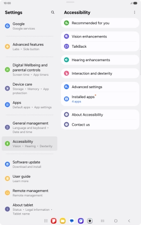 Press Vision enhancements and follow the instructions on the screen to select the required settings.