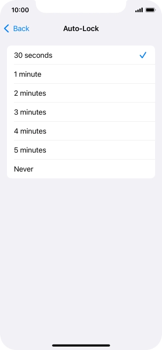 Press the required setting.