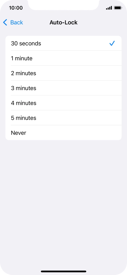 Press the required setting.
