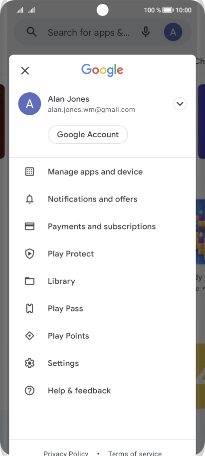 Press Manage apps and device. Press Manage apps and device.