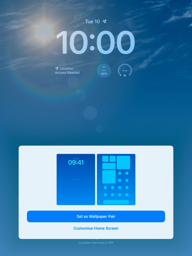 To use the same colour theme on the home screen, press Set as Wallpaper Pair.