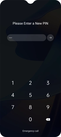 Key in a new four-digit PIN and press arrow right.