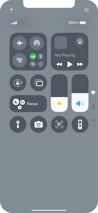 Slide your finger up or down on the screen to select the required Control Centre page.