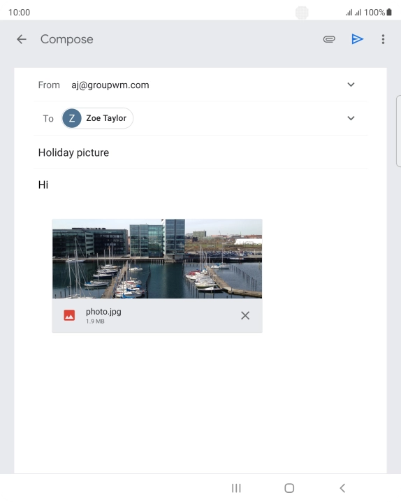 Press the send icon when you've finished your email message.
