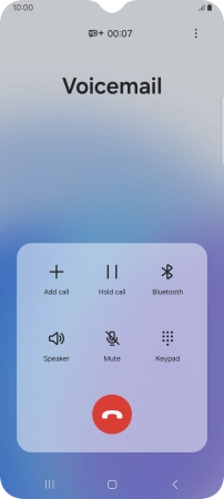 Press the end call icon. Press the end call icon.