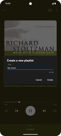 Key in a name for the playlist and press Create.
