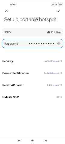 Press SSID and key in the required name for the Wi-Fi hotspot.