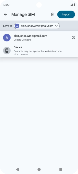 Press the required Google account. Press the required Google account.