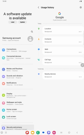 The app activity for the selected app is displayed. The app activity for the selected app is displayed.