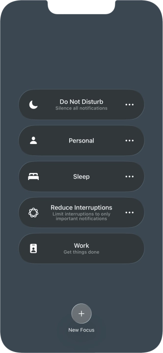 Press the required focus mode to activate or deactivate it immediately.