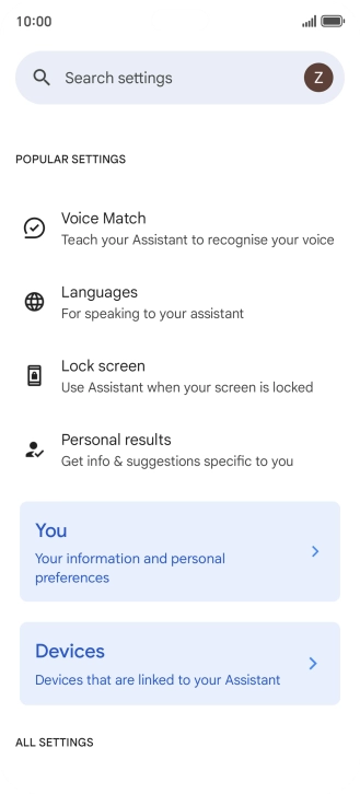 Press Voice Match and follow the instructions on the screen to turn automatic activation of Google Assistant on or off.