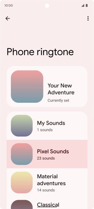 Press the required category. Press the required category.