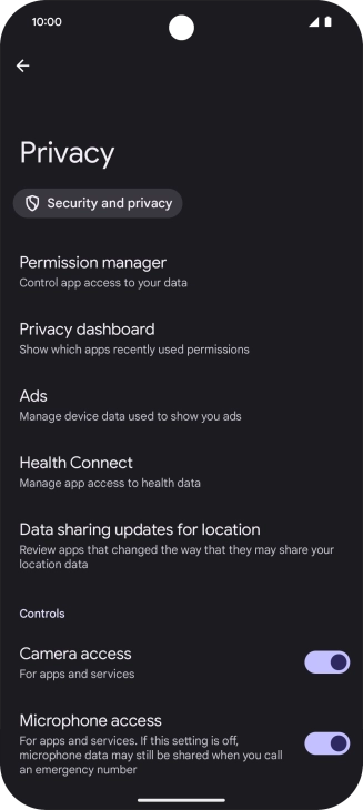 Press Permission manager.