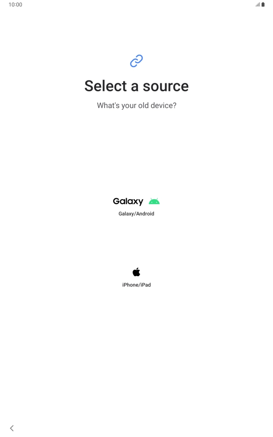 Press the required setting and follow the instructions on the screen to transfer the content from another device.