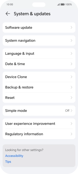 Press Software update. If a new software version is available, it's displayed. Follow the instructions on the screen to update the phone software.