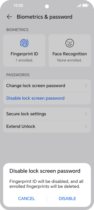 Press DISABLE. Press DISABLE.