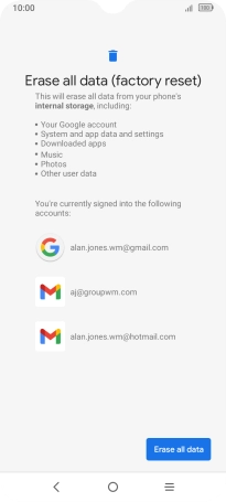 Press Erase all data. Press Erase all data.