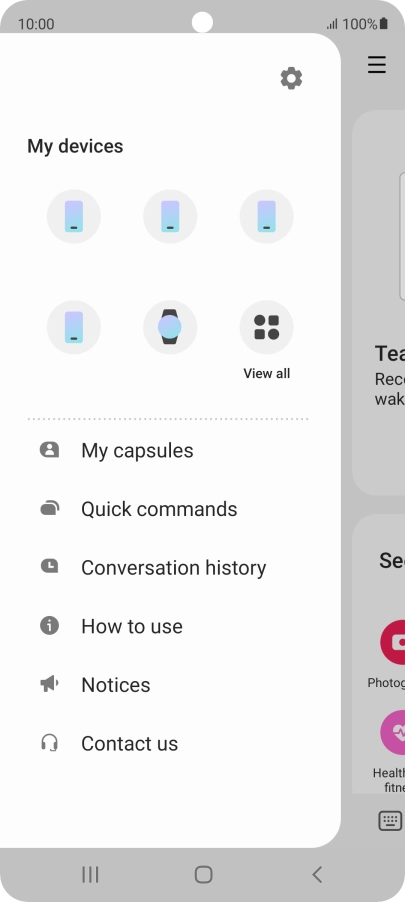 Press the settings icon. Press the settings icon.