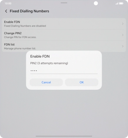 Key in your PIN2 and press OK. The default PIN2 is 1111.