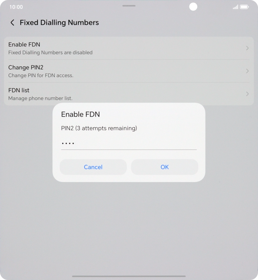 Key in your PIN2 and press OK. The default PIN2 is 1111.