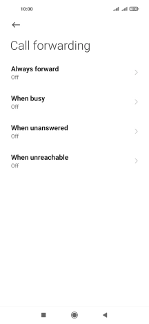 Press the required divert type. Press the required divert type.
