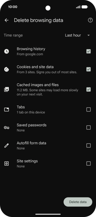 Press the fields next to the required data types. Press the fields next to the required data types.