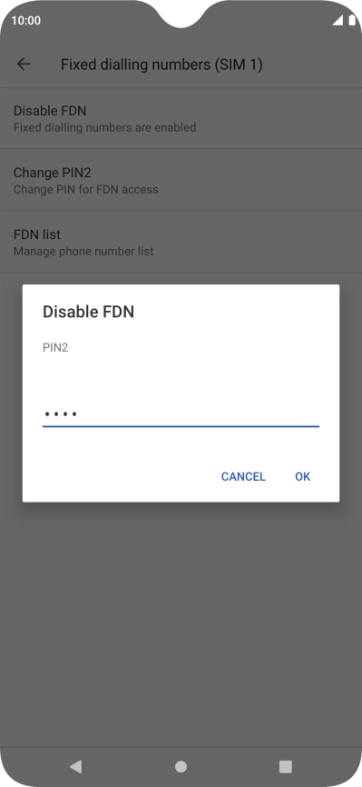 Key in your PIN2 and press OK. The default PIN2 is 1111.