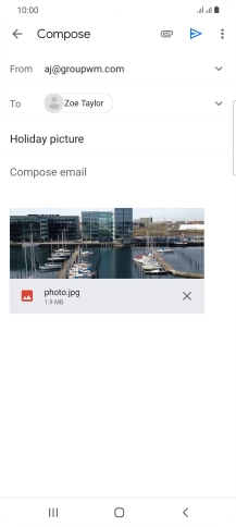 Press the text input field and write the text for your email message. Press the text input field and write the text for your email message.