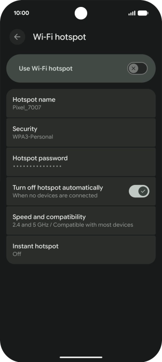 Press Hotspot password and key in the required password. Press Hotspot password and key in the required password.