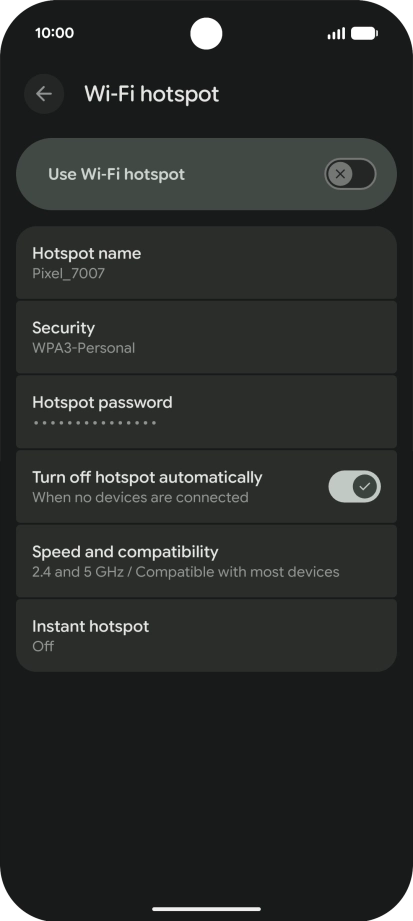 Press Hotspot password and key in the required password. Press Hotspot password and key in the required password.