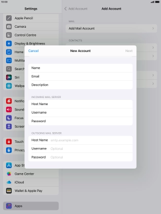 Press Host Name and key in the name of your email provider's outgoing server. Press Host Name and key in the name of your email provider's outgoing server.