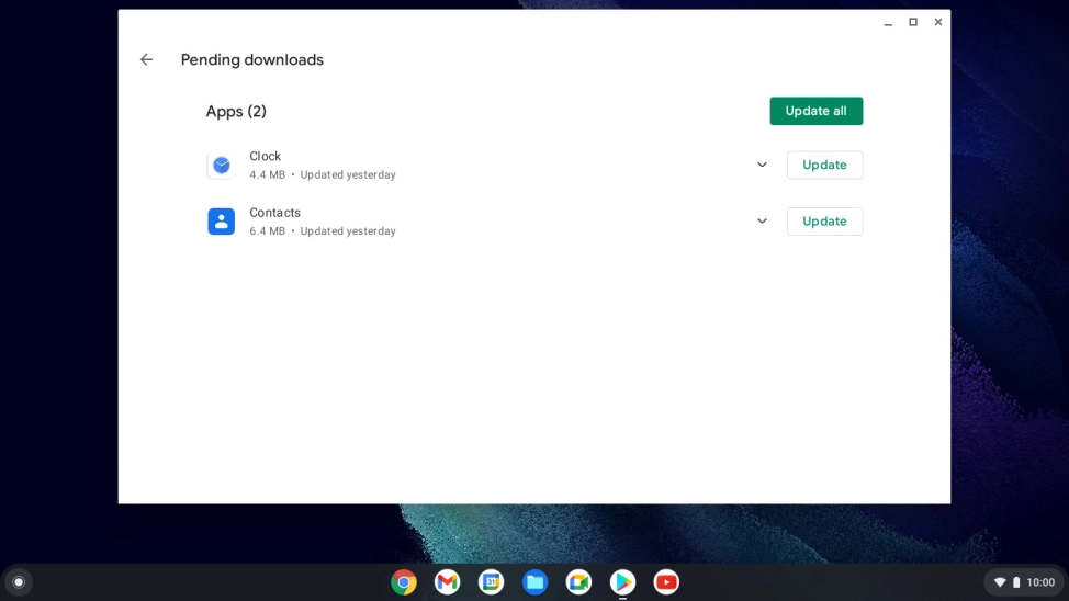 Click Update all and wait while your apps are updated. Click Update all and wait while your apps are updated.