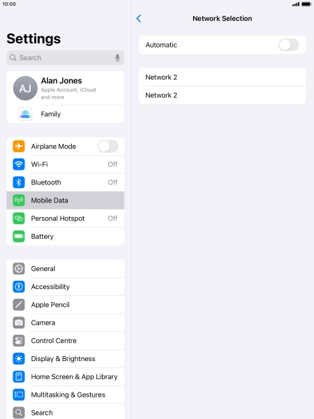 If you turn off the function, press the required network.