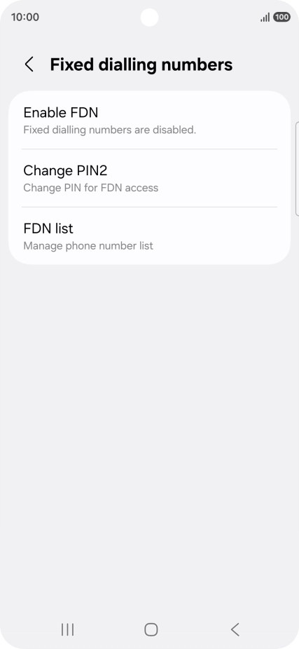 Press Enable FDN. Press Enable FDN.