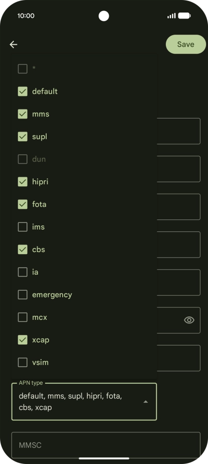 Press mms to turn on the setting. Press mms to turn on the setting.